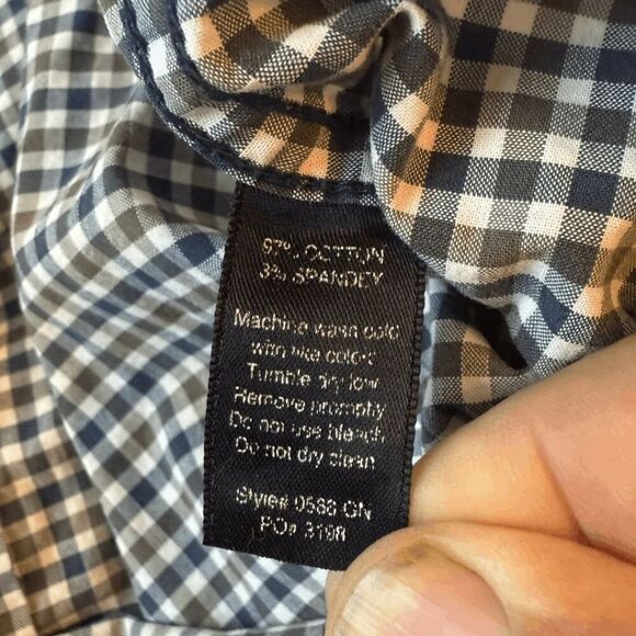 Betabrand Mens Plaid Checked Long Sleeve Button Up Shirt Navy Green Size Small - Picture 4 of 5